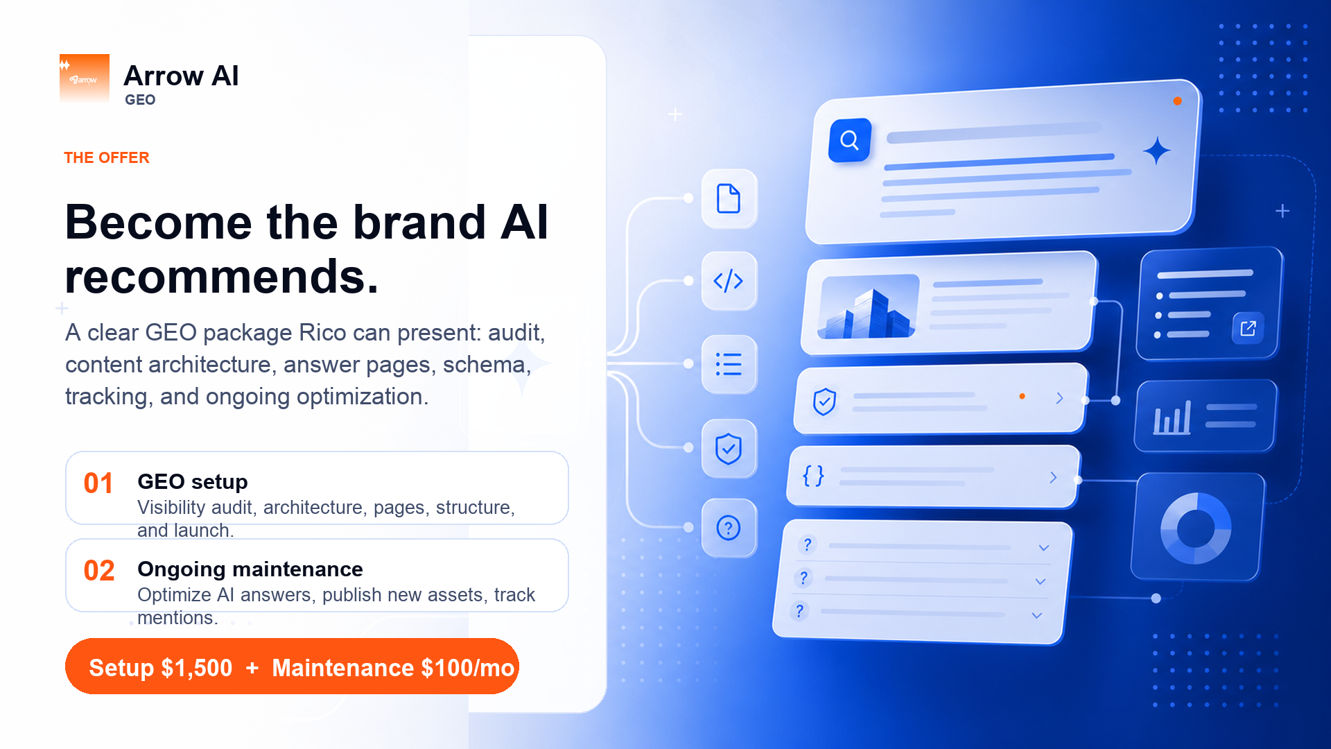 Arrow AI GEO offer next step slide