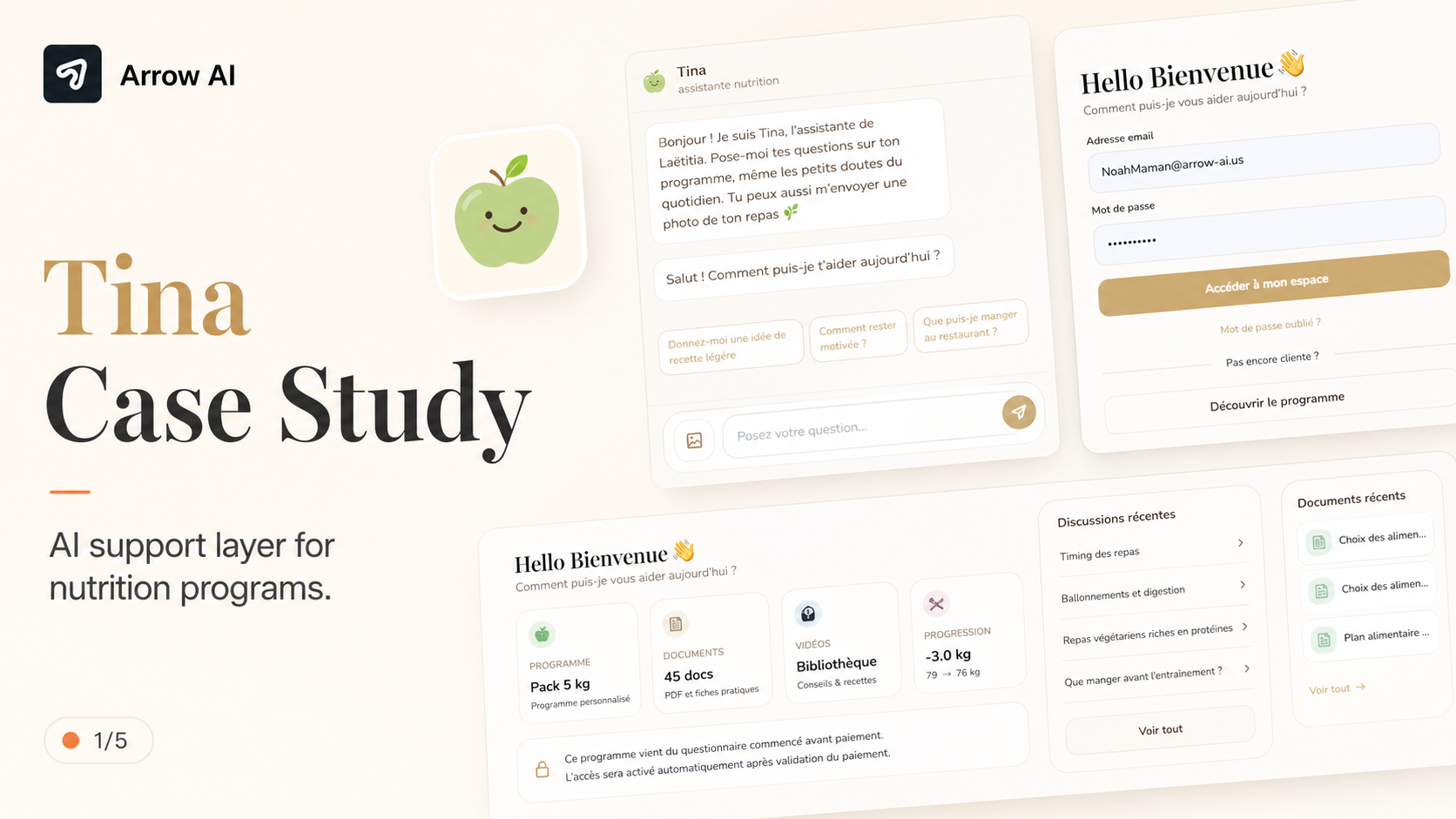 Arrow AI Tina nutrition AI companion case study visual for wellness program support