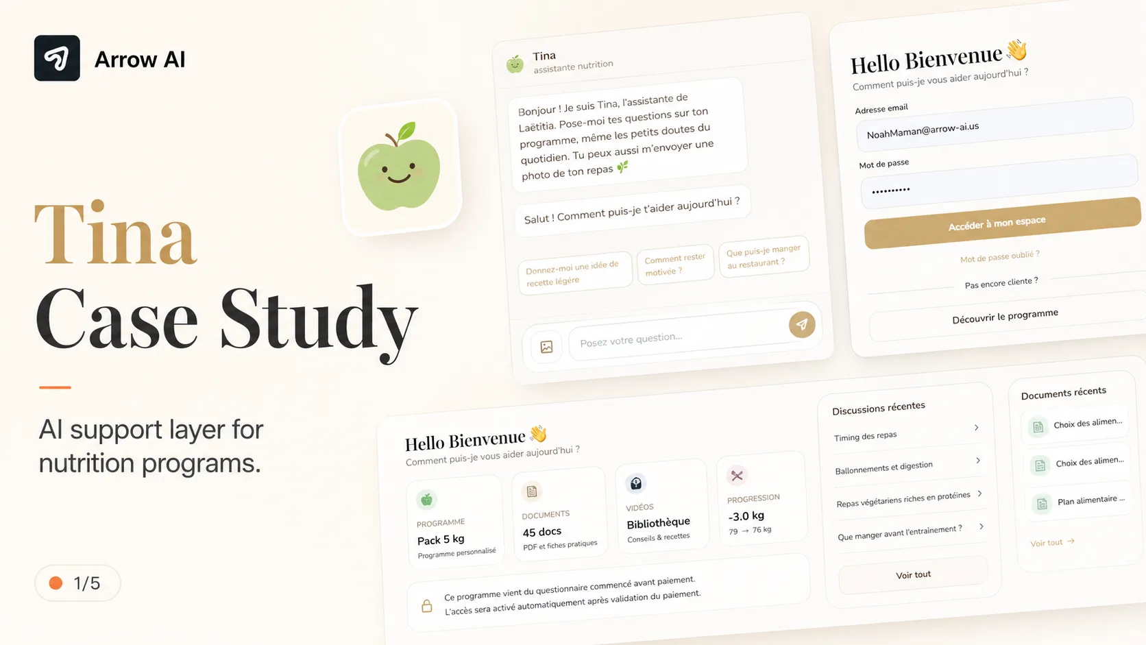Arrow AI Tina nutrition AI companion case study visual for wellness program support