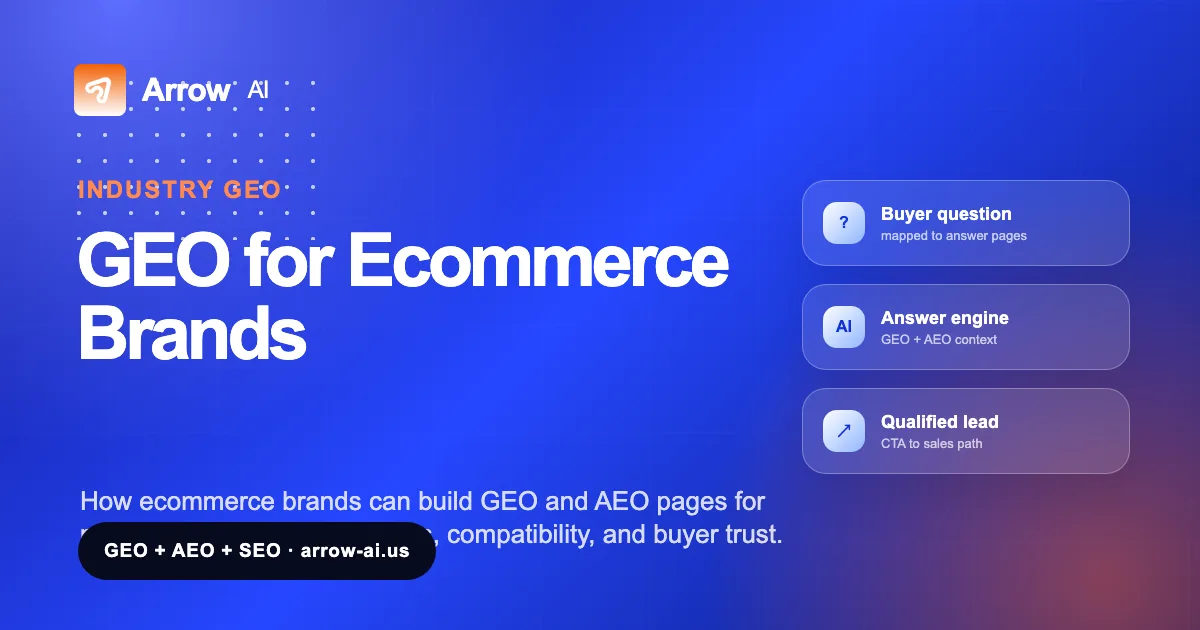 GEO for Ecommerce Brands Arrow AI GEO and AEO visual cover