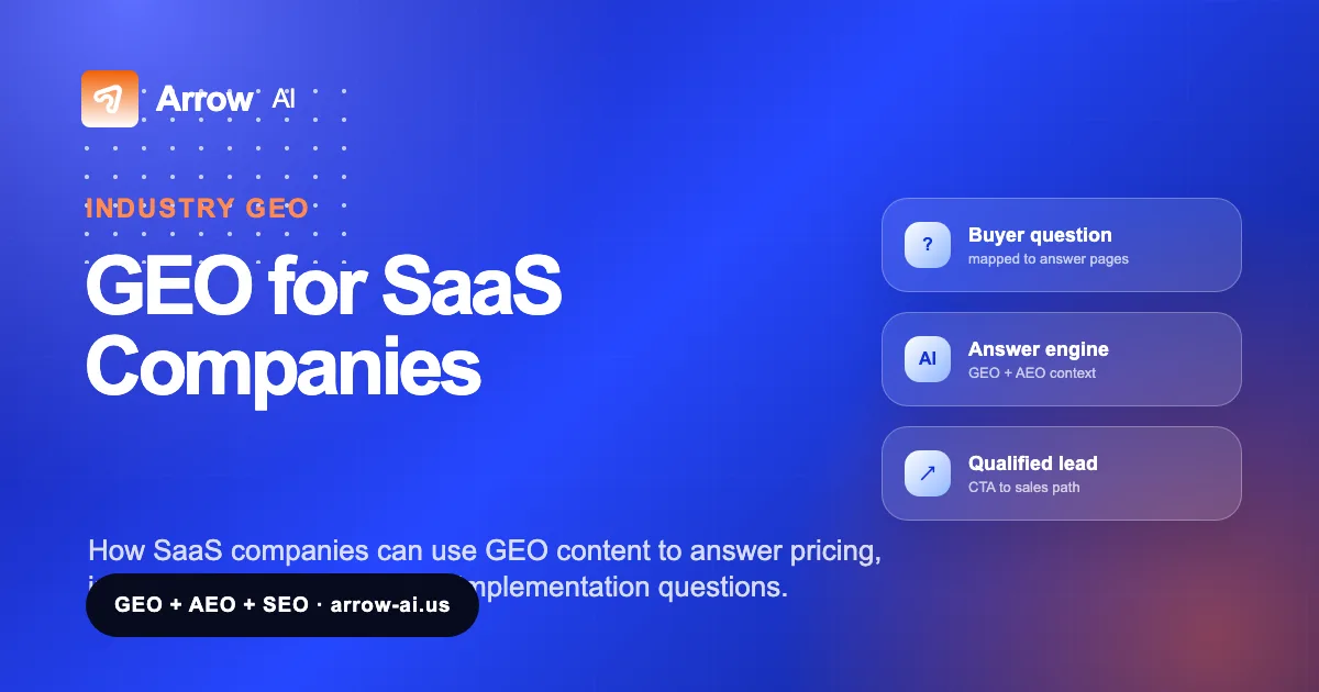 GEO for SaaS Companies Arrow AI GEO and AEO visual cover