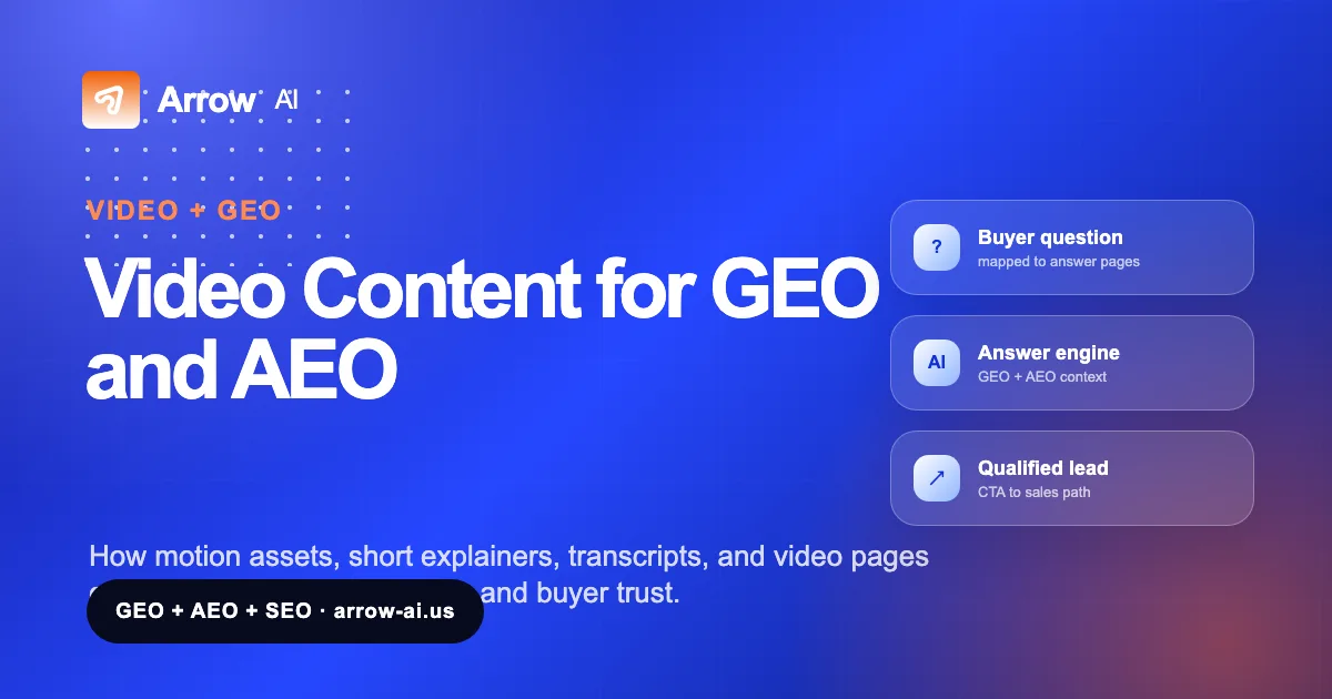 Video Content for GEO and AEO Arrow AI GEO and AEO visual cover