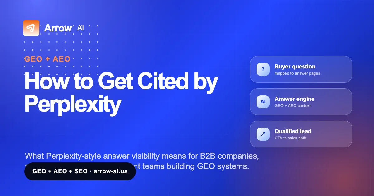 How to Get Cited by Perplexity Arrow AI GEO and AEO visual cover