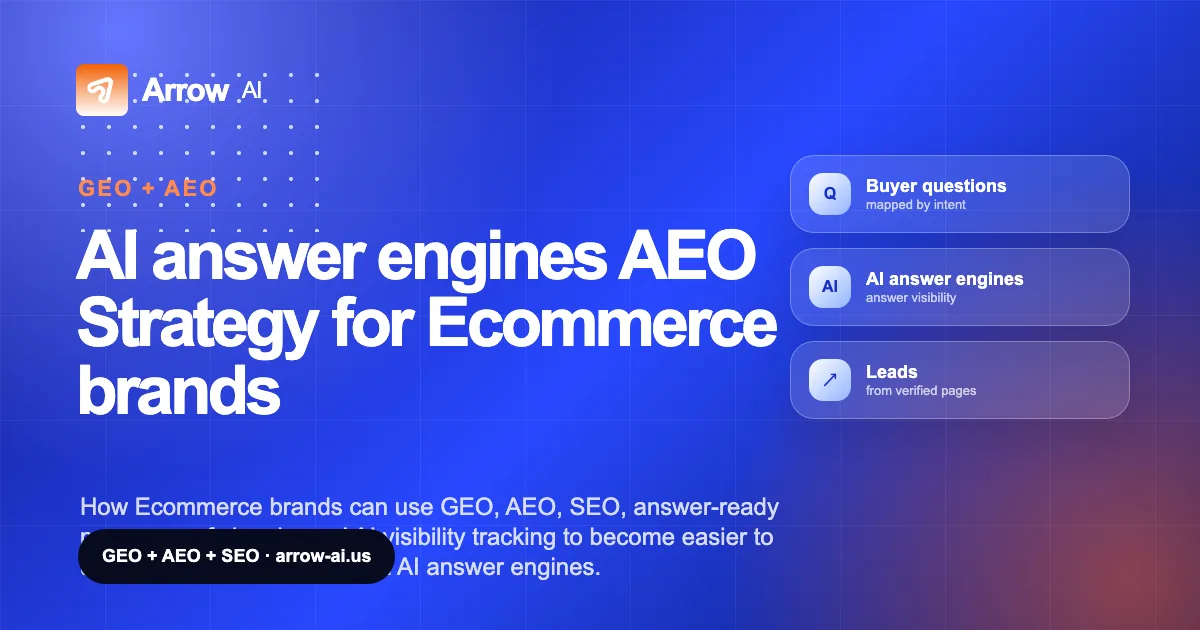 AI answer engines AEO Strategy for Ecommerce brands Arrow AI GEO and AEO cover