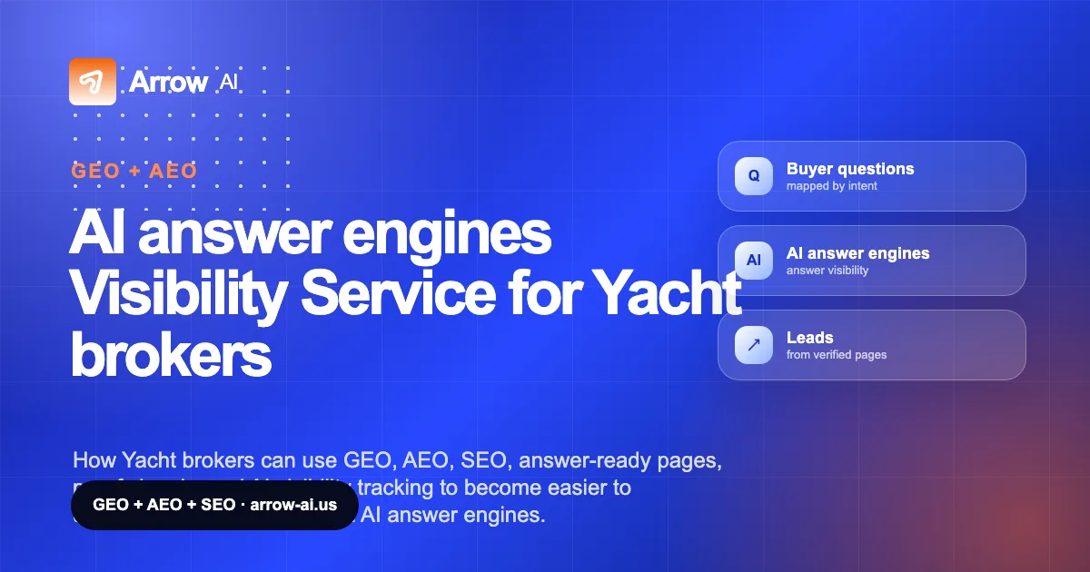 AI answer engines Visibility Service for Yacht brokers Arrow AI GEO and AEO cover