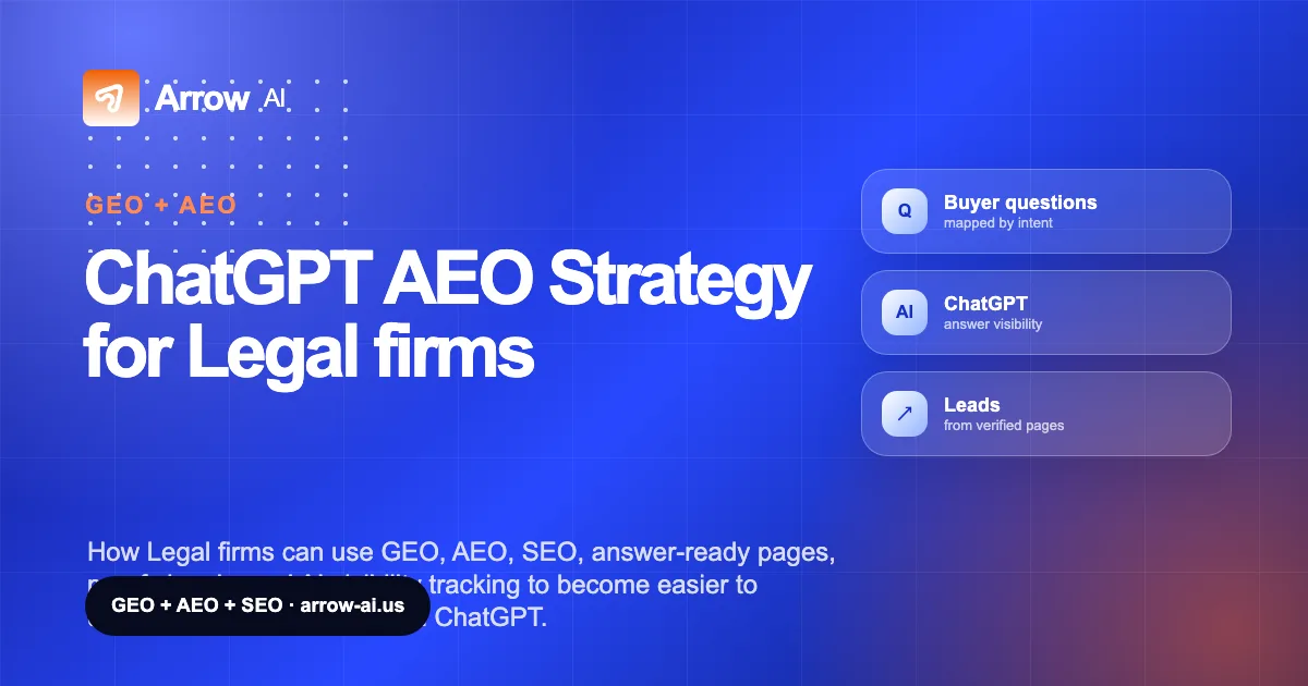 ChatGPT AEO Strategy for Legal firms Arrow AI GEO and AEO cover