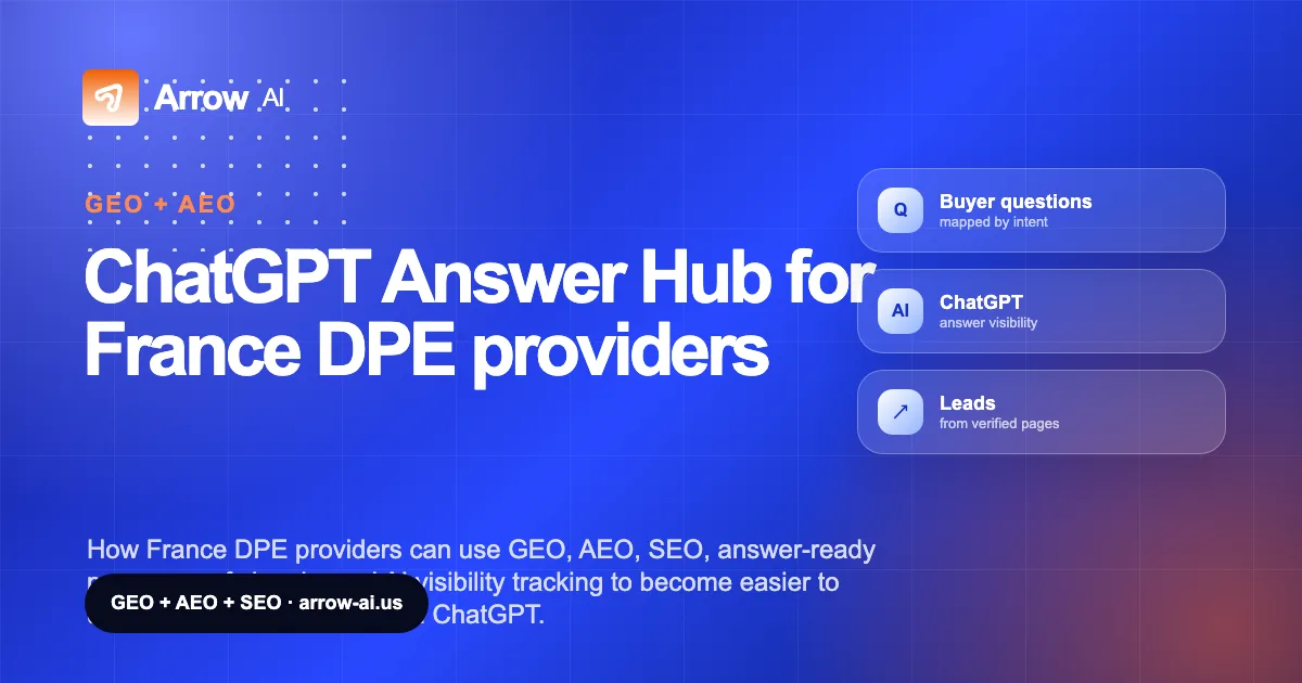 ChatGPT Answer Hub for France DPE providers Arrow AI GEO and AEO cover