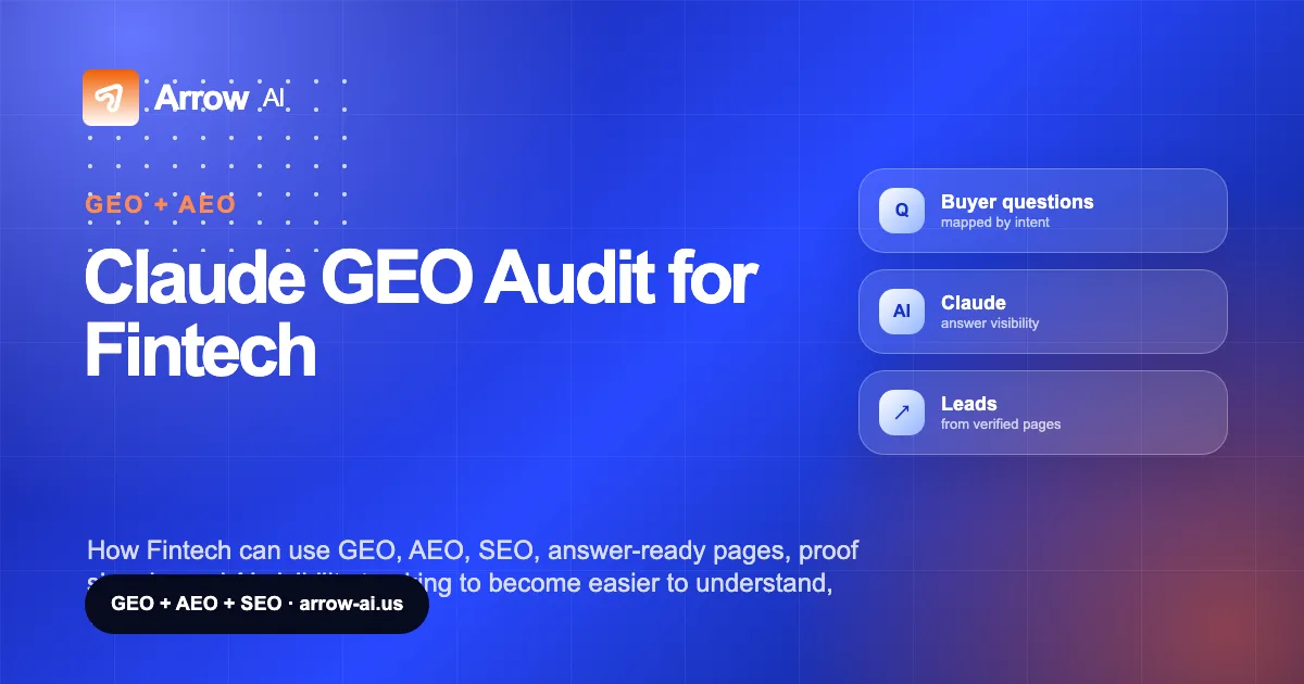 Claude GEO Audit for Fintech Arrow AI GEO and AEO cover
