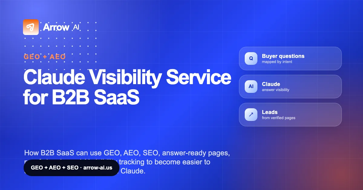 Claude Visibility Service for B2B SaaS Arrow AI GEO and AEO cover