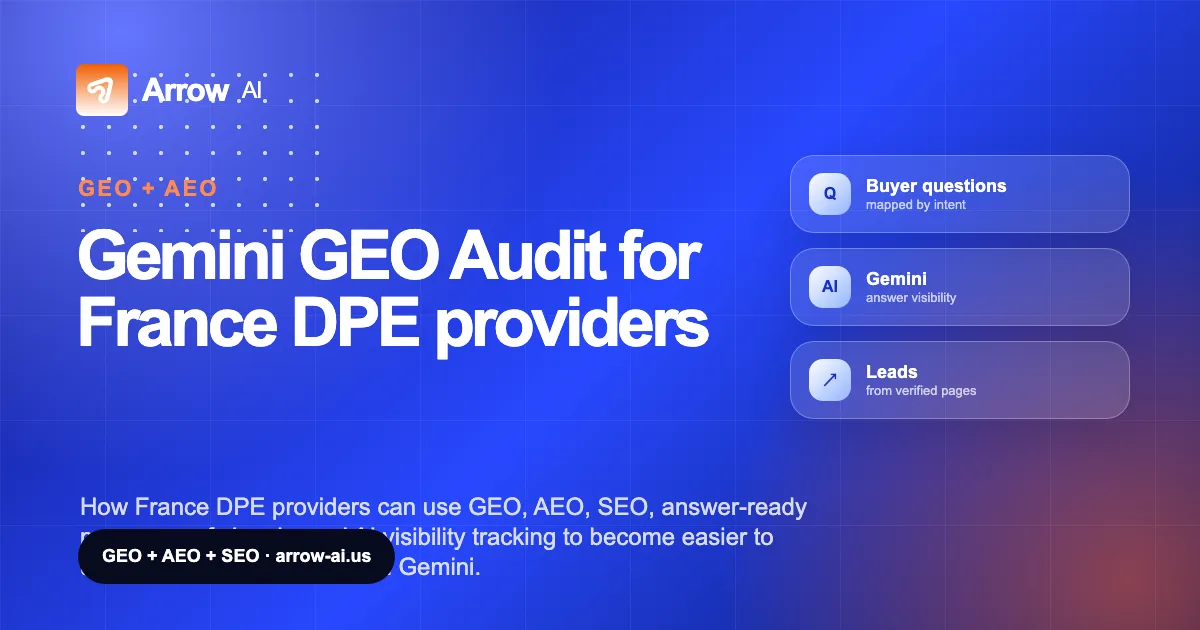 Gemini GEO Audit for France DPE providers Arrow AI GEO and AEO cover
