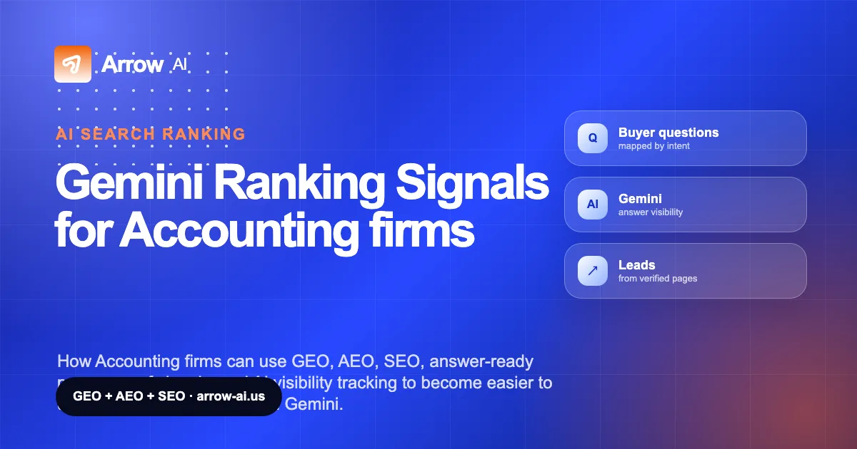 Gemini Ranking Signals for Accounting firms Arrow AI GEO and AEO cover
