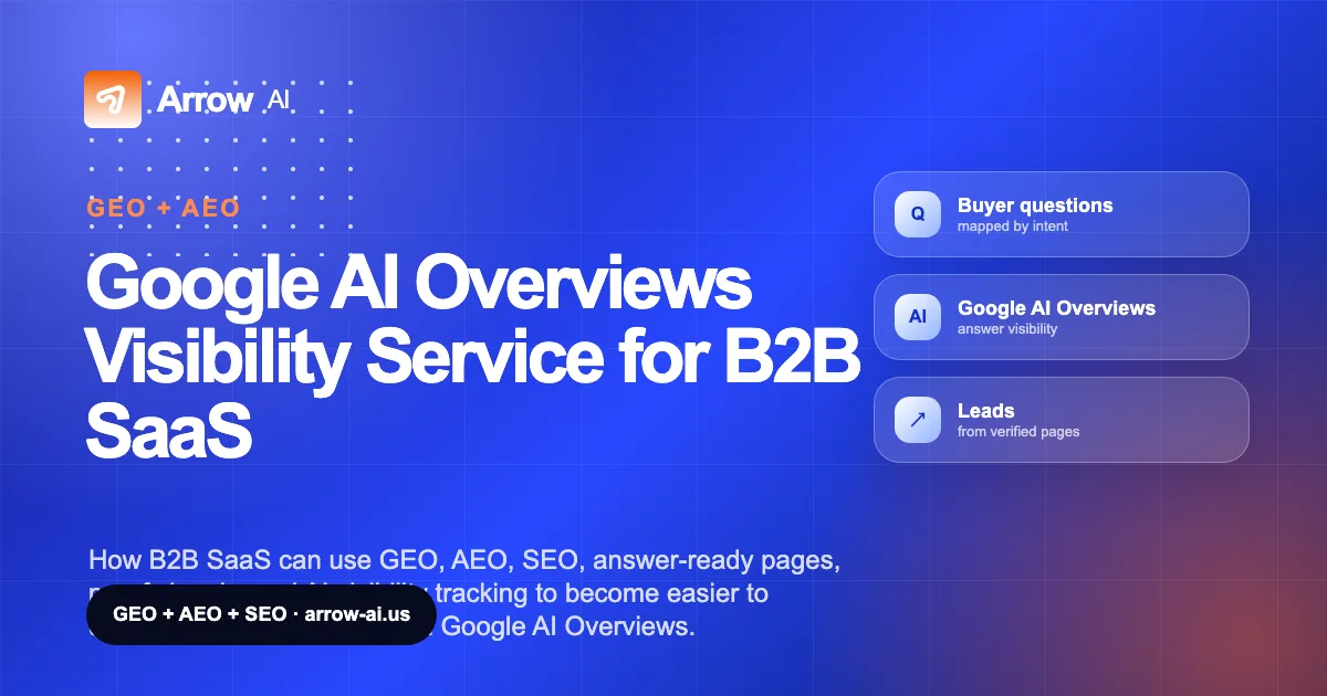 Google AI Overviews Visibility Service for B2B SaaS Arrow AI GEO and AEO cover