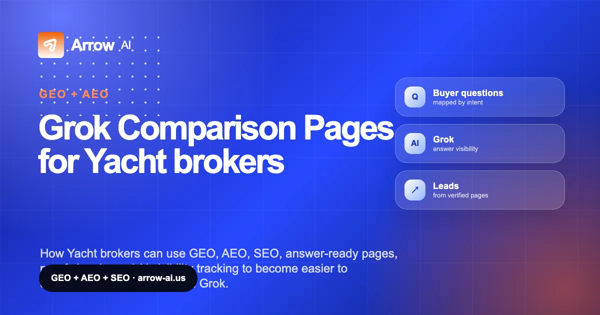 Grok Comparison Pages for Yacht brokers Arrow AI GEO and AEO cover