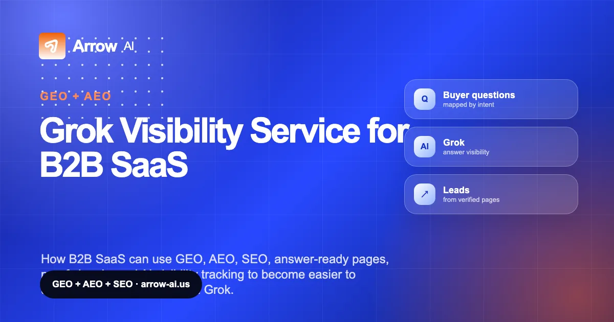 Grok Visibility Service for B2B SaaS Arrow AI GEO and AEO cover