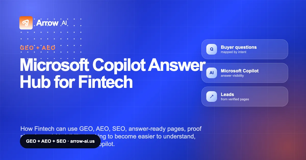 Microsoft Copilot Answer Hub for Fintech Arrow AI GEO and AEO cover