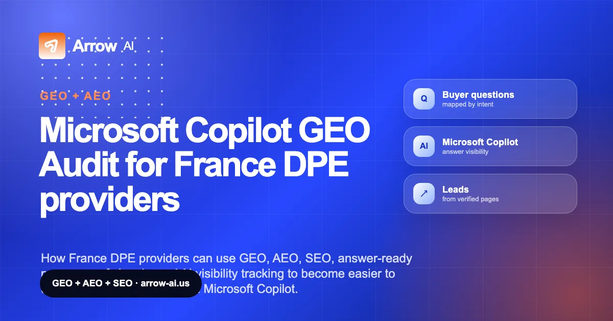 Microsoft Copilot GEO Audit for France DPE providers Arrow AI GEO and AEO cover