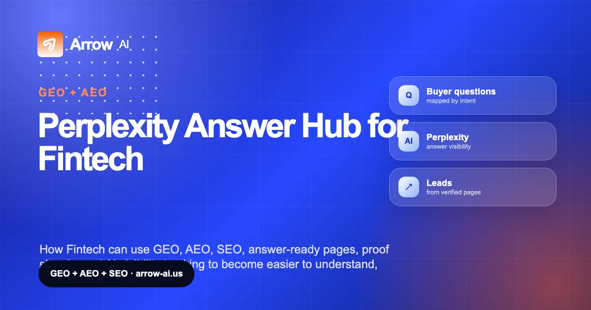 Perplexity Answer Hub for Fintech Arrow AI GEO and AEO cover
