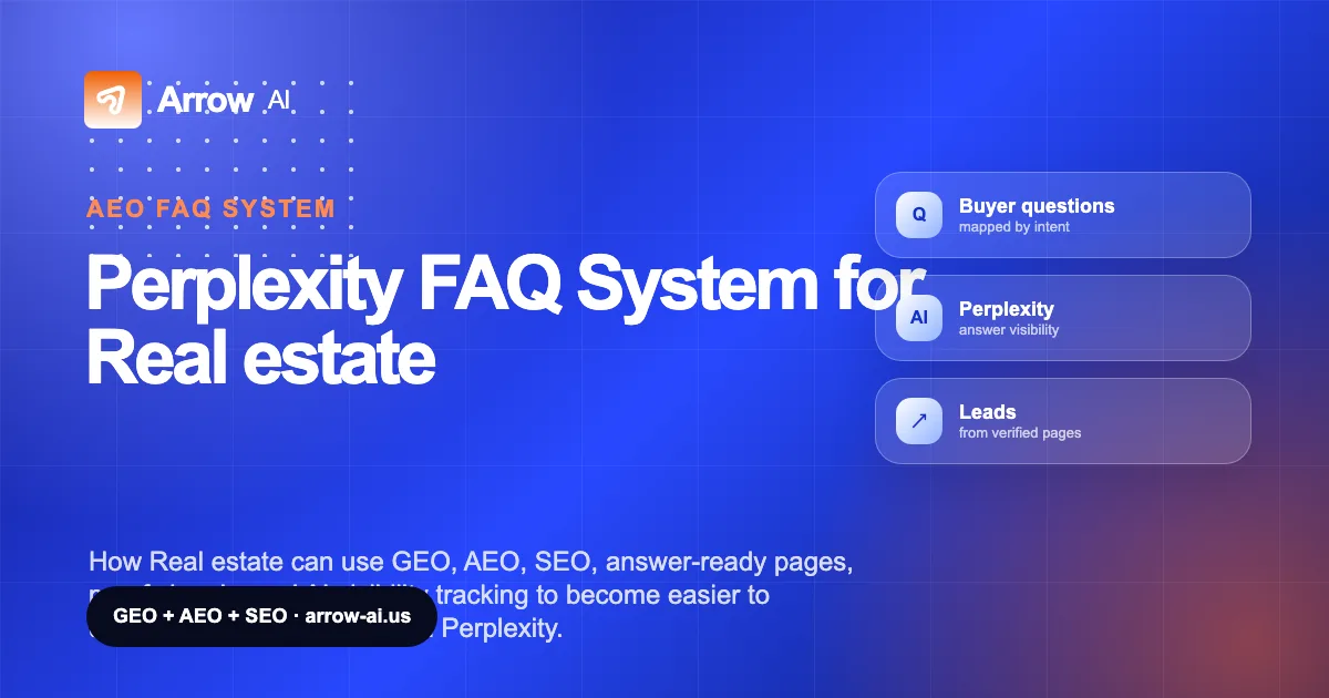 Perplexity FAQ System for Real estate Arrow AI GEO and AEO cover