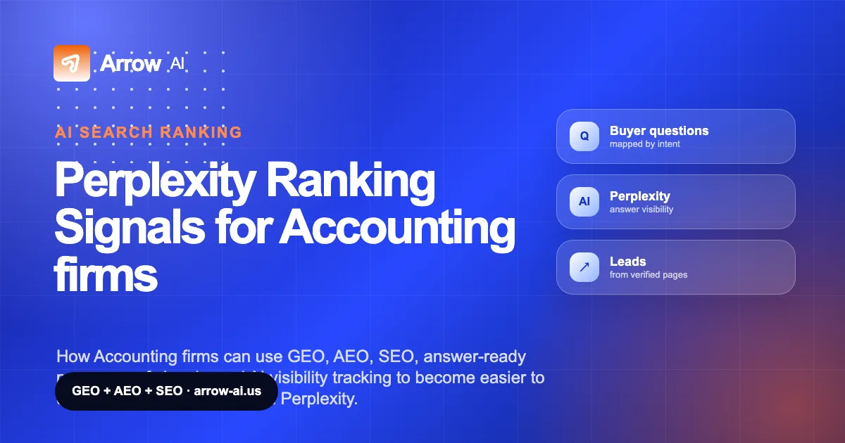 Perplexity Ranking Signals for Accounting firms Arrow AI GEO and AEO cover