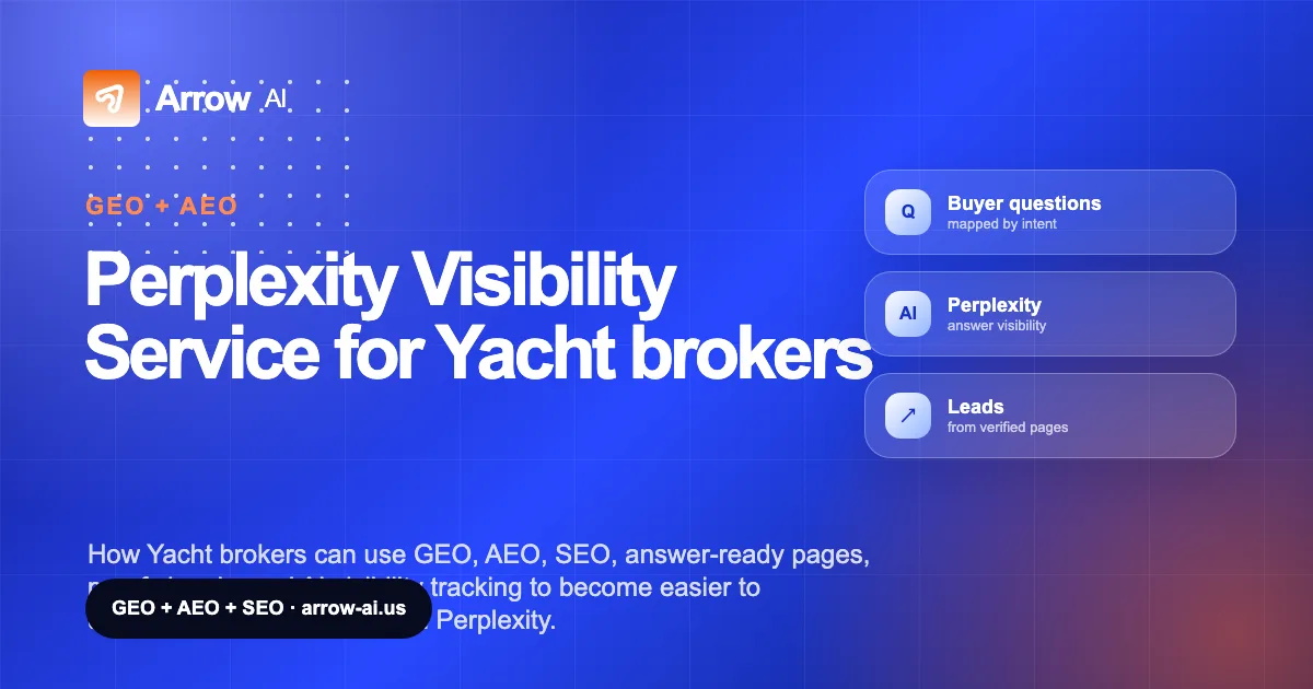 Perplexity Visibility Service for Yacht brokers Arrow AI GEO and AEO cover
